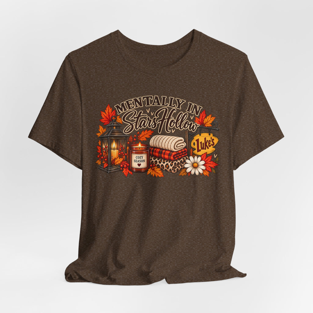 Mentally in Stars Hollow T-Shirt | Cozy Fall Coffee, Lantern, Diner Sign