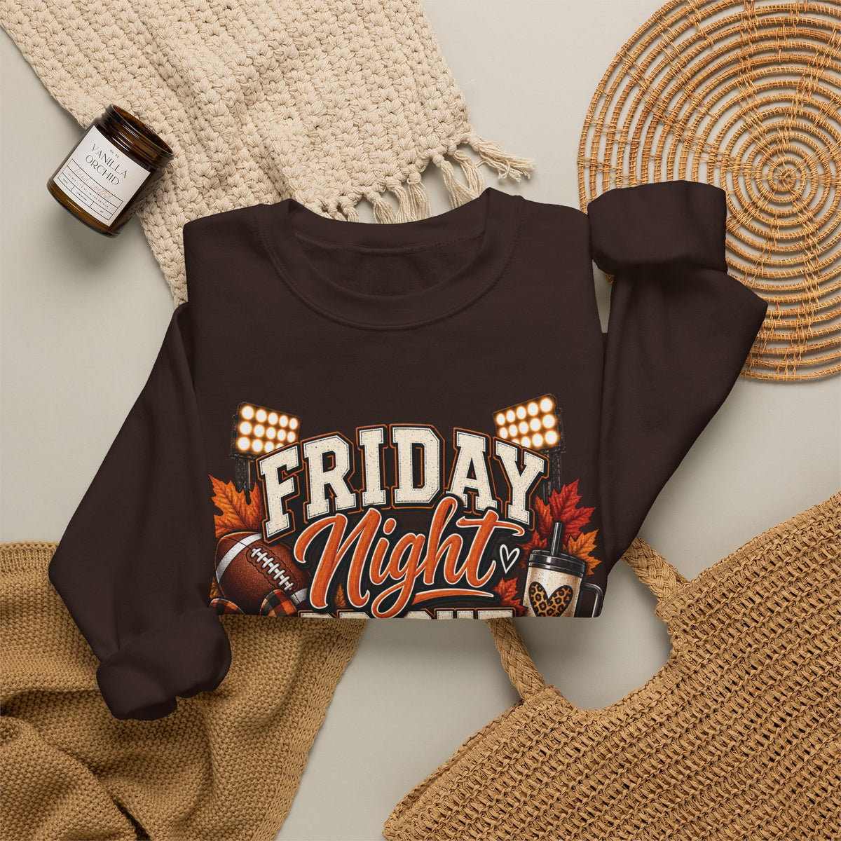 Friday Night Bright Lights Crewneck Sweatshirt | Football Pumpkin Fall Design