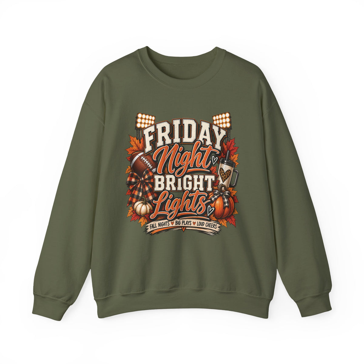 Friday Night Bright Lights Crewneck Sweatshirt | Football Pumpkin Fall Design