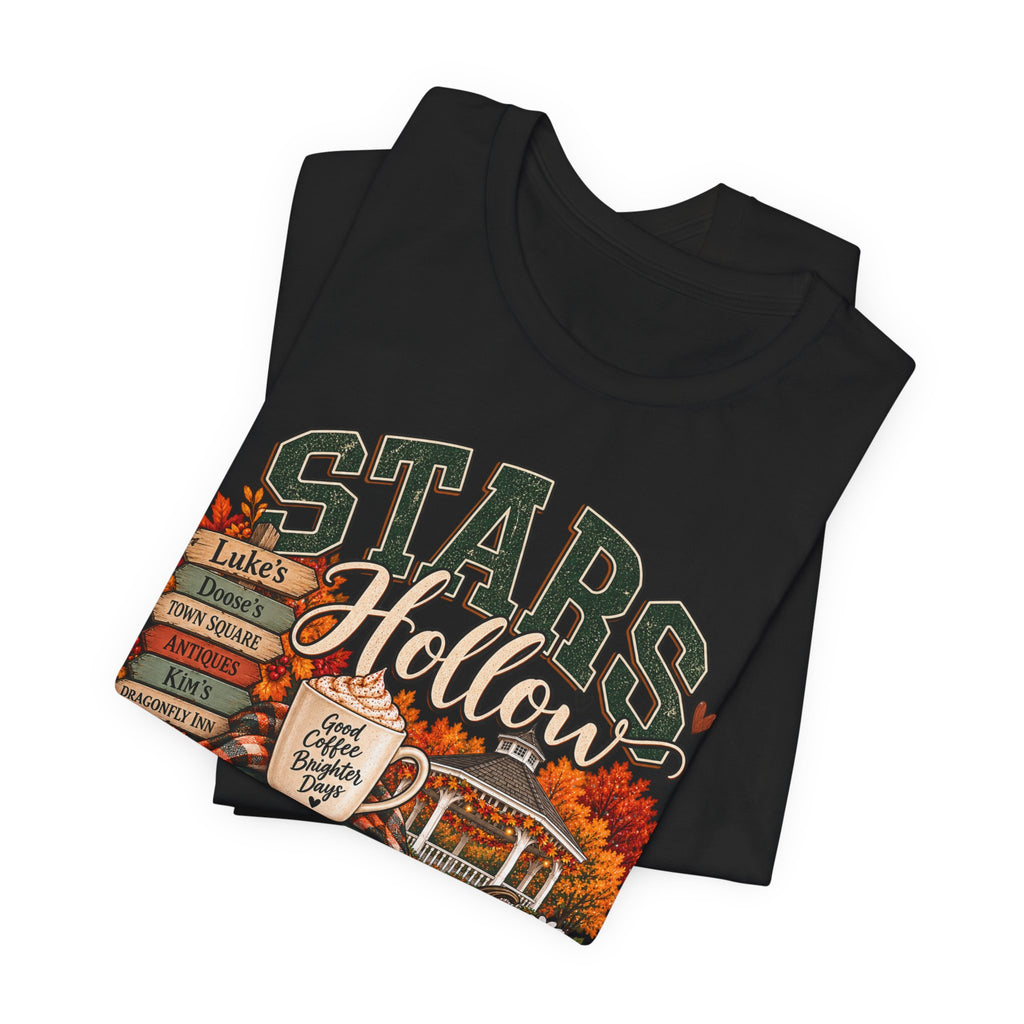 Stars Hollow Tee | Cozy Fall Coffee, Book Stack, Pumpkin Porch Design